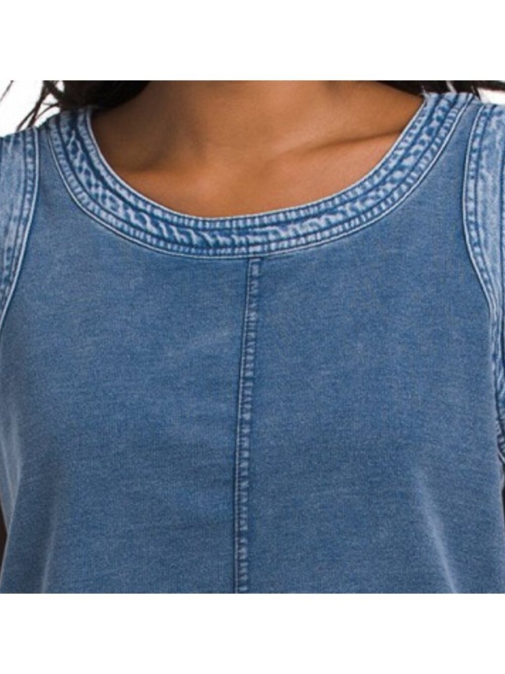 JANE & DELANCEY 2pc French Terry Denim Cropped Tank Top And Straight Pants Set - Picture 3 of 4